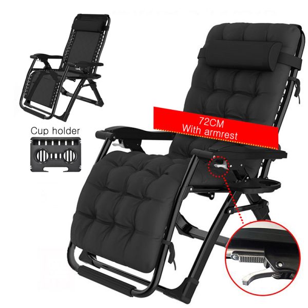 Beach Chair Zero Gravity Outdoor Lounge Chairs with Removable Cushion Headrest Cup Holder Reclining Patio Moon Chair Style