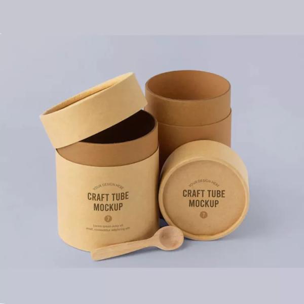 Custom Logo Cylinder Food Packaging , Kraft Paper Tube Packaging For Coffee Bean