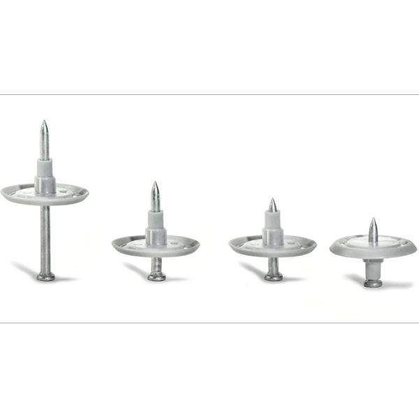 Lavadoras de aislamiento de plástico de color gris de 35 mm con clavos metálicos de accionamiento