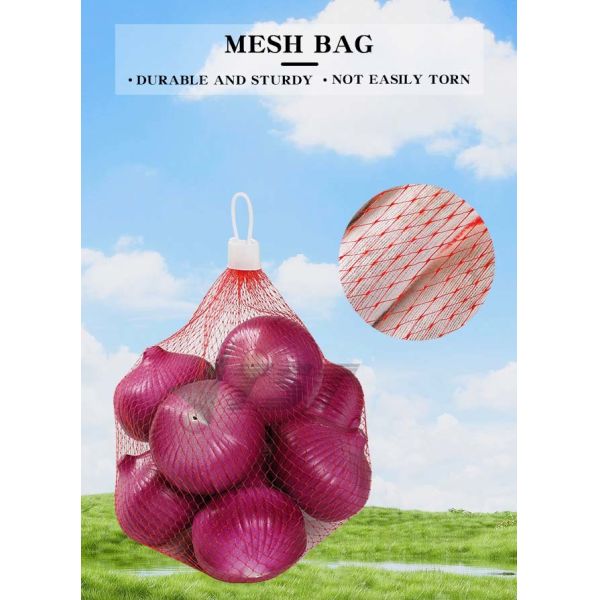 Red Color 1kg 2kg PP Netting Bag For Onion Potato Seafood Packaging