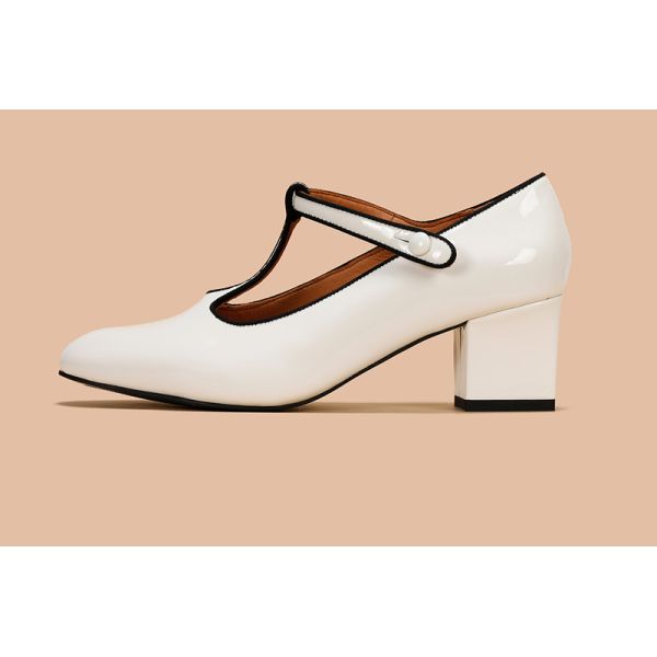 Black White Leather Pumps Women'S Shoes Poited Toe Closed Toe With 2cm Abs Heel