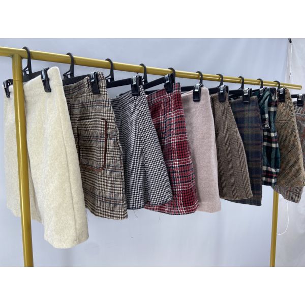 Second Hand Woolen Short Skirt High Waisted Women's Mixed Size Slim Fit