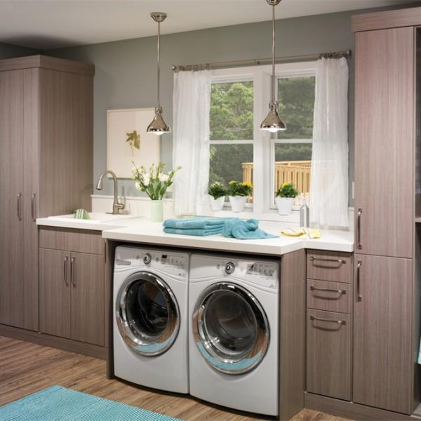 Wood Painting Laminate Handle Laundry Room Cabinet Customized