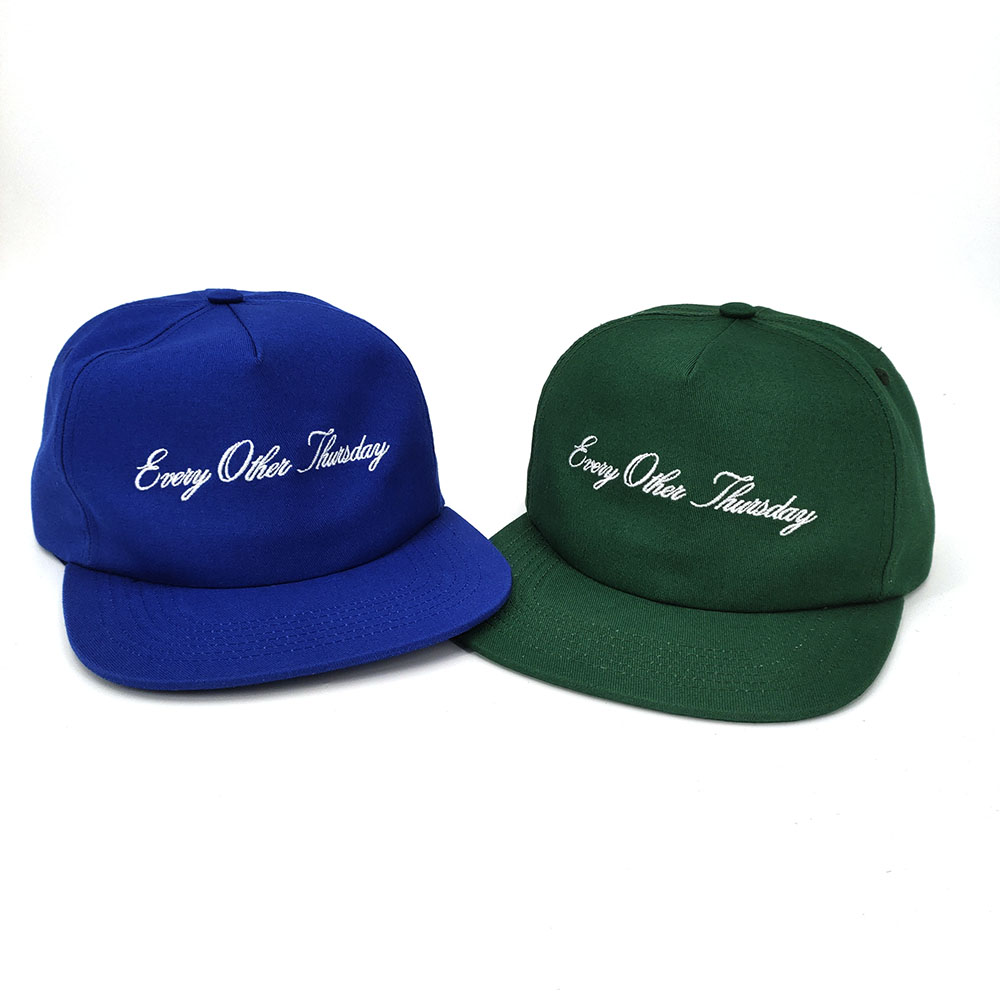Unstructured Flat Bill 5 Panel Snapback Caps Cotton Embroidery Letters Adjustable Baseball