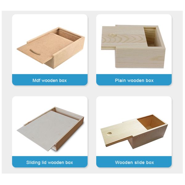 Customized MDF Wooden Boxes with Sliding Lid Free Sample Charge and Customized Logo Accepted