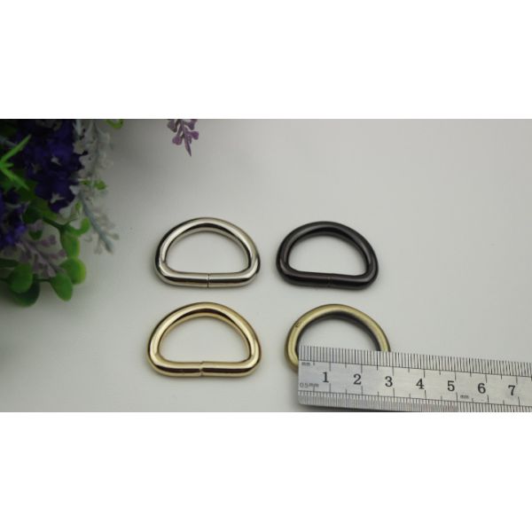 Supply all kinds of handbag metal open d ring,light gold wire iron metal d ring 25mm