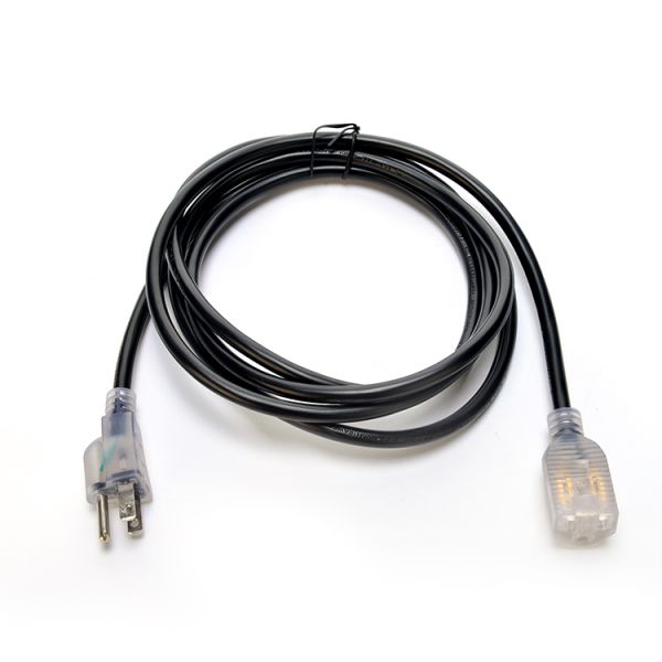 Weather-Resistant PVC Material Power Cord ETL NEMA 5-15 8/10/12 AWG Lighted Black Extension Cord 1 Outlets Festival Yard