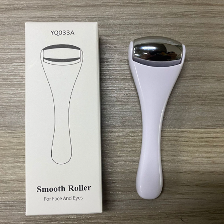 Stainless Steel Handheld Pink Face Ice Roller for Anti-Wrinkle and Eye Relief Massage