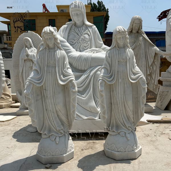 Virgin Mary Marble Statue Life Size White Natural Stone Virgin Maria Statues Religious Hand Carved