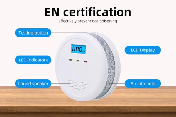 Carbon Monoxide Alarm Detector Replaceable Battery Operated CO Alarm Detector With LCD Display