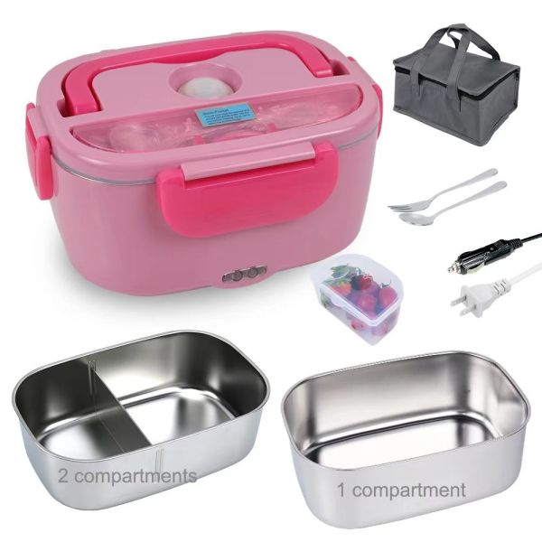 304 Stainless Steel Electric Heated Lunch Boxes for Meal Preps and Travel with Bag