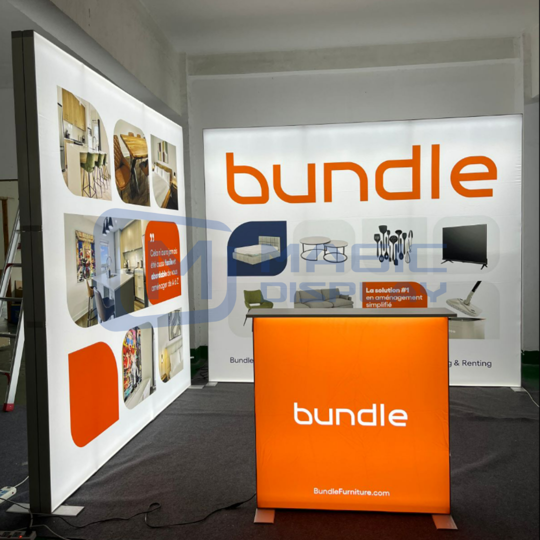 LED Backlit SEG Light Box Exhibition Backdrop with Dye Sublimation Printing and Tool-Free Assembly
