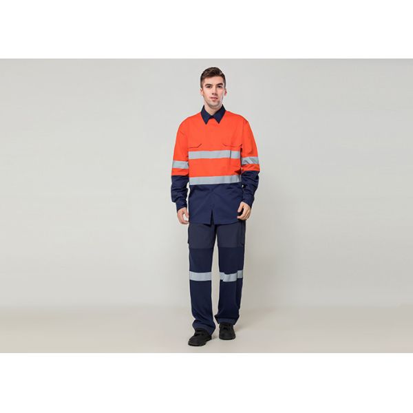 Double Stitching Safety Work Clothes High Visable Orange Jacket Bib Pants Suit