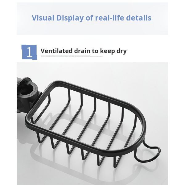 Single Layer Aluminum Shower Storage Basket Soap Basket for Kitchen Bathroom