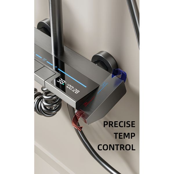 Thermostatic Exposed Valve Showers Four Handles High Quality Aluminum Digital Display