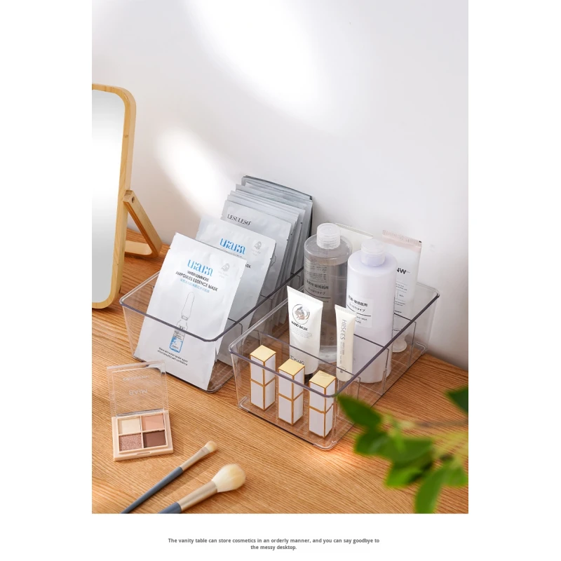 Multi-Compartment Plastic Storage Box Stackable Organizer for Bathroom Toiletries Office Tools & Kitchen Food Pouches