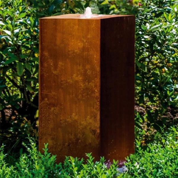 Contemporary Corten Steel Water Feature Column Garden Decoration