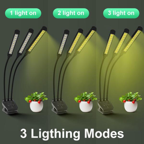 12W Clip de Mesa Dimmable Phytolamp 3 Head Full Spectrum Led Table Lamp Para plantas de interior que crescem 144 LEDs