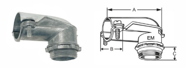 Штуцеры гибких спиральных трубок 90 градусов оцинковывают электрический соединитель выжимкы 2 дюйма 3 дюйма
