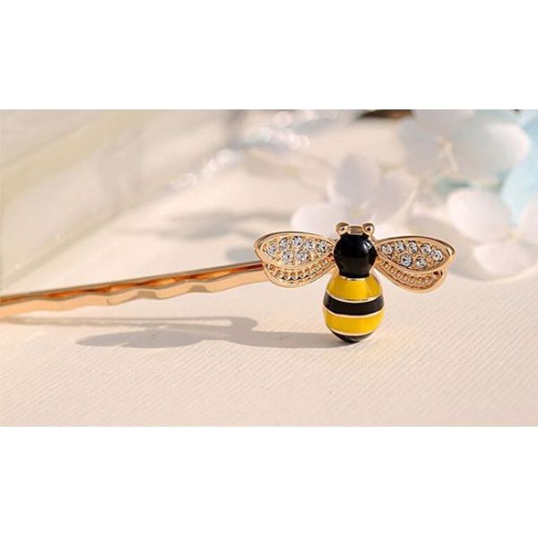 Cute Alloy Silver Plating Bee Clip Pink And Yellow For Children Beekeepers
