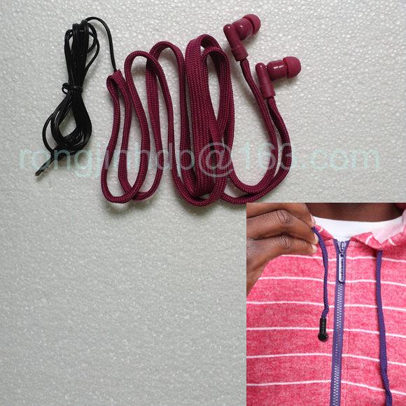 hoodie earphone factory washable earphone drawstring headphone for hood jacket