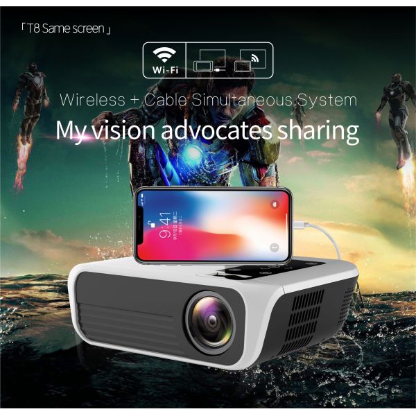 Home HD 1080P Mini Portable Projector T8