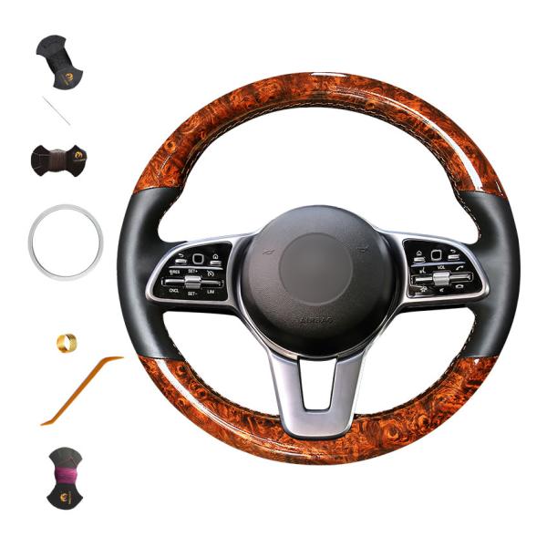 Mercedes-Benz A B C E CLS GLE Class EQC 202 2018 2019 2020 Black Leather Steering Wheel Cover