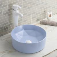 La salle de bains de plan de travail de tache descendent le bassin de main rond bleu Éraflure-résistant de lavage