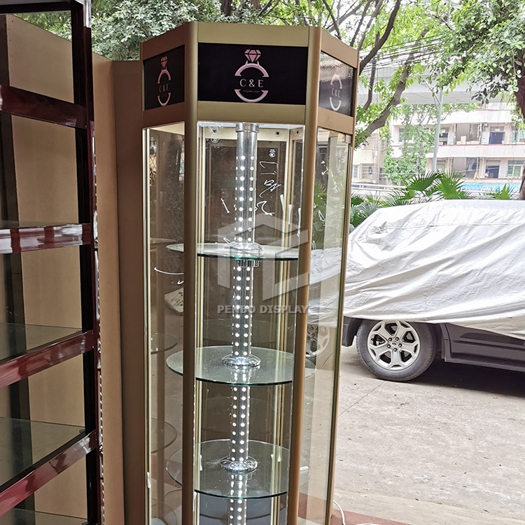 OEM сплава титана витрины дисплея башни 300*300*2000mm шестиугольный стеклянный