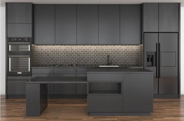 Lacquer Paint Black Modern Design Kitchen Cabinet Quartz Stone 15mm