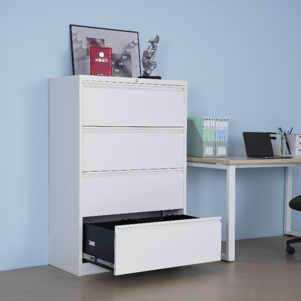 Adjustable 4-Drawer Metal File Cabinet Industrial Lockable Foldable Office Storage Furniture for Home School Hotel Living Room