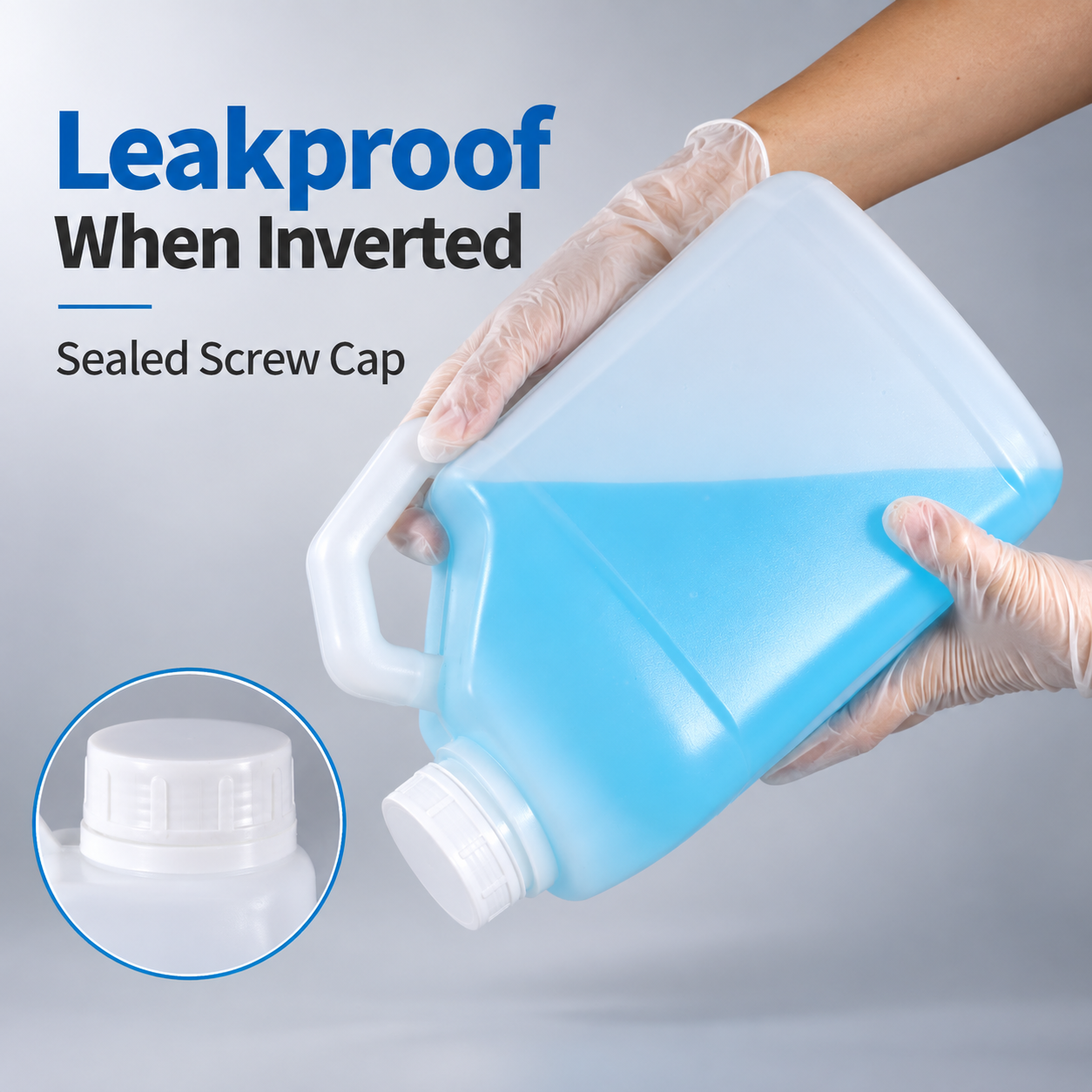 5L HDPE Plastic Jerry Can for Liquid Packaging White Translucent Plastic F-Style Jug with Handle