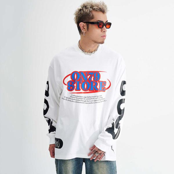 T-shirt de manga longa de tamanho grande para homens Unisex 230gm 100% algodão
