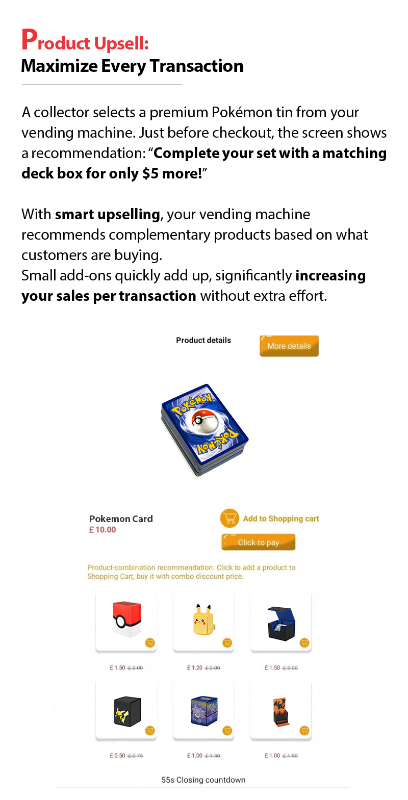 Big Touch Screen TCG Pokémon Card Vending Machine With Card Reader and Customized Sticker