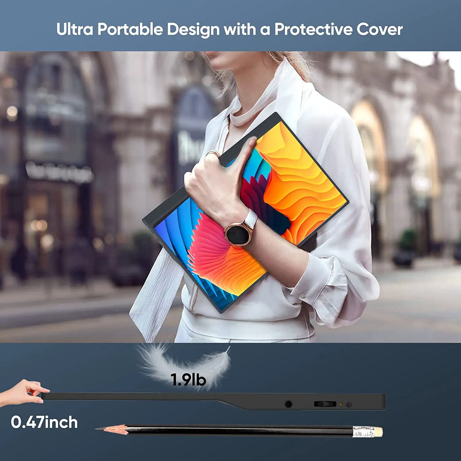 Патентованный дизайн Slim Bezel 15,6 дюйма 4k Тип C внешний сенсорный монитор Dual Portatil Gaming