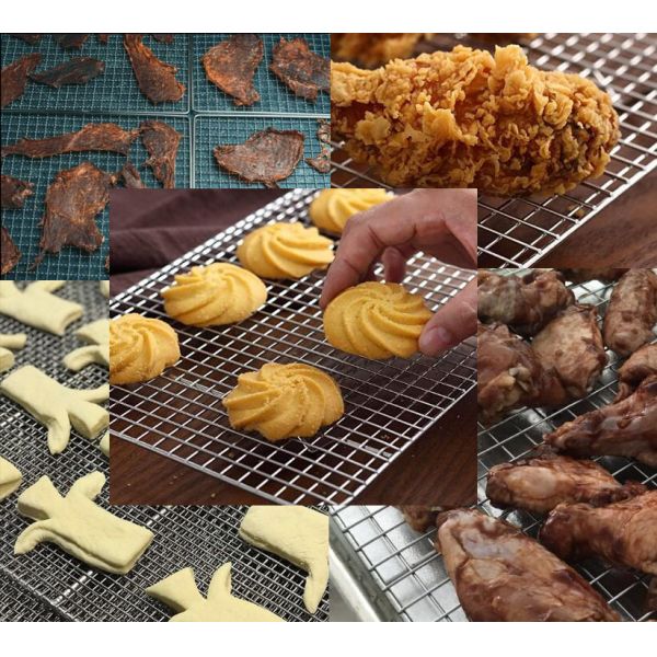 316 304 Stainless Steel Food Plate Bakery Cooling Drying Oven Kitchen Tray Wire Rack For Meat Beef Jerky Bread