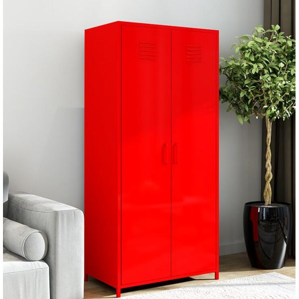 White Armoires 900 Width Metal Wardrobe Cabinet With Feet