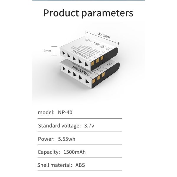 NP40 1500mAh Lithium Ion Battery Semi Solid State And LiNiMnCoO2 Cathode For Digital Cameras