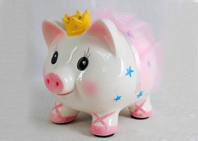 Pink Ceramic Piggy Bank In Cloth Cute Princess Piggy Bank Customized For Children