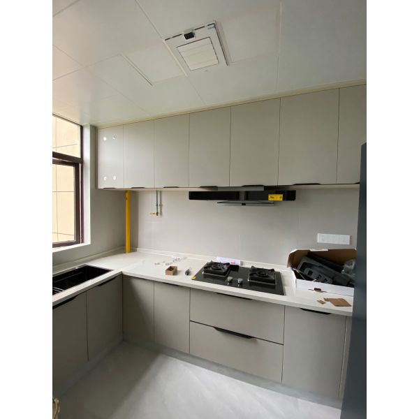 Kitchen Cabinet With 304 Ss Metal Countertops And Double Sinks For Hotel