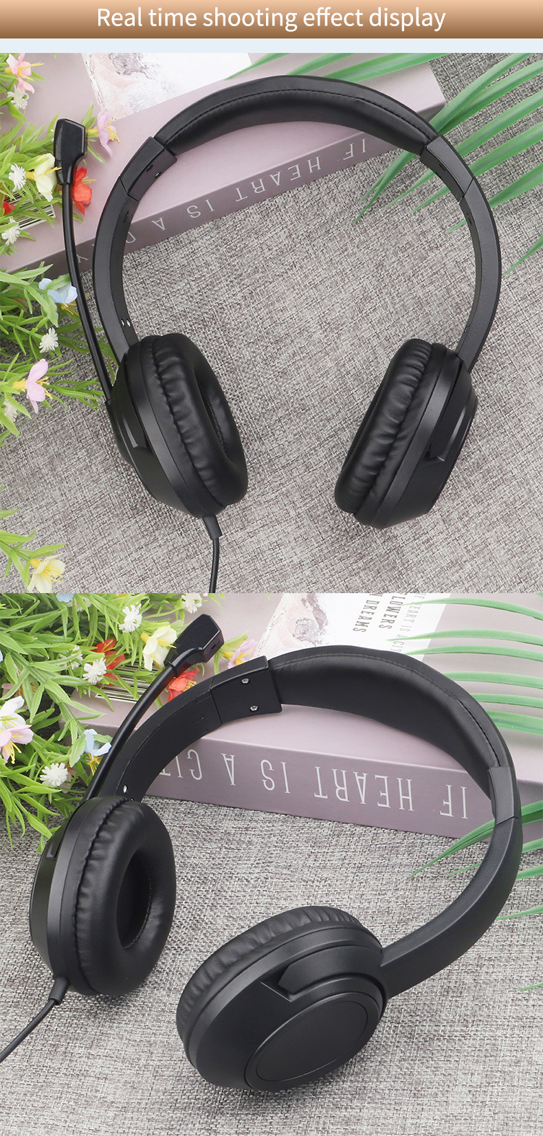 JTY-1026Wired Call Center Headset with Microphone, 3.5mm/USB/Type‑C Multi‑Interface Over‑Ear Headphone, Volume Control Wired Headset for Office Conference Online Class Home Work,OEM/ODM customization