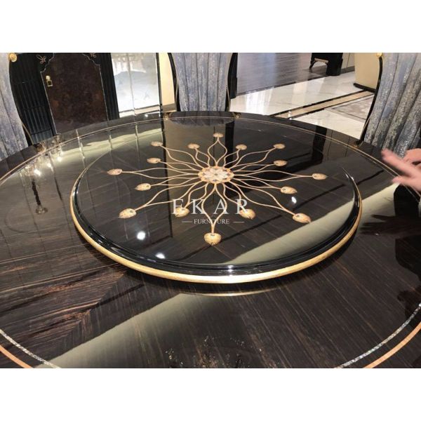 Italian Luxury Round Dining Table With Rotating Centre