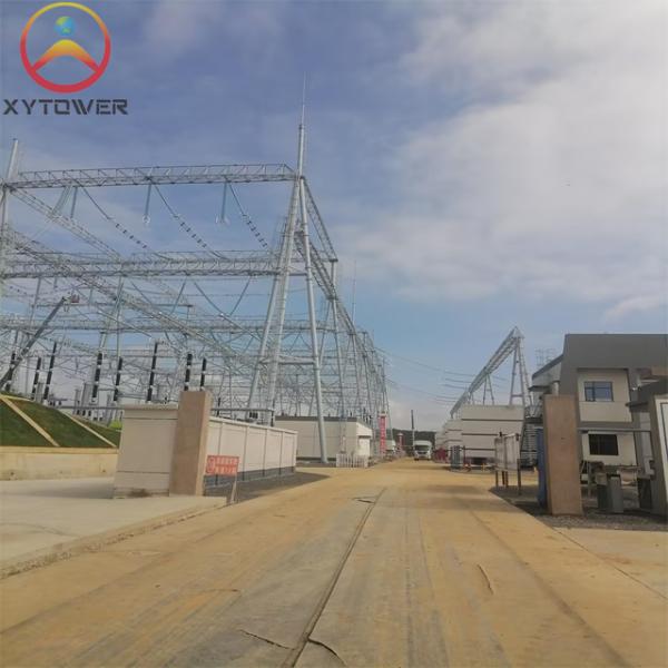 High Voltage 220KV Galvanized Substation Structure Substation Steel Round Poles