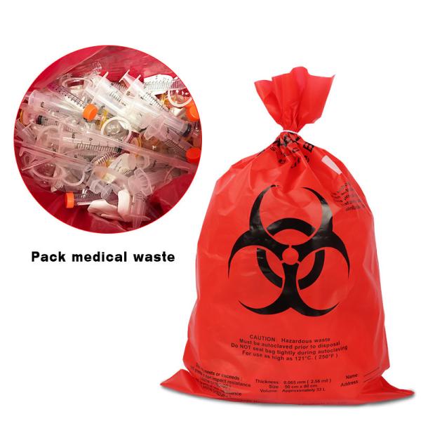 Forro médico do escaninho de lixo dos sacos de plástico alaranjados resistentes do Biohazard