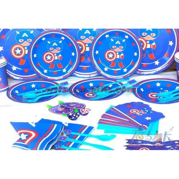 Captain America New Kids Birthday Party Decoration Set Birthday brown bear Theme Party Supplies Baby Party set