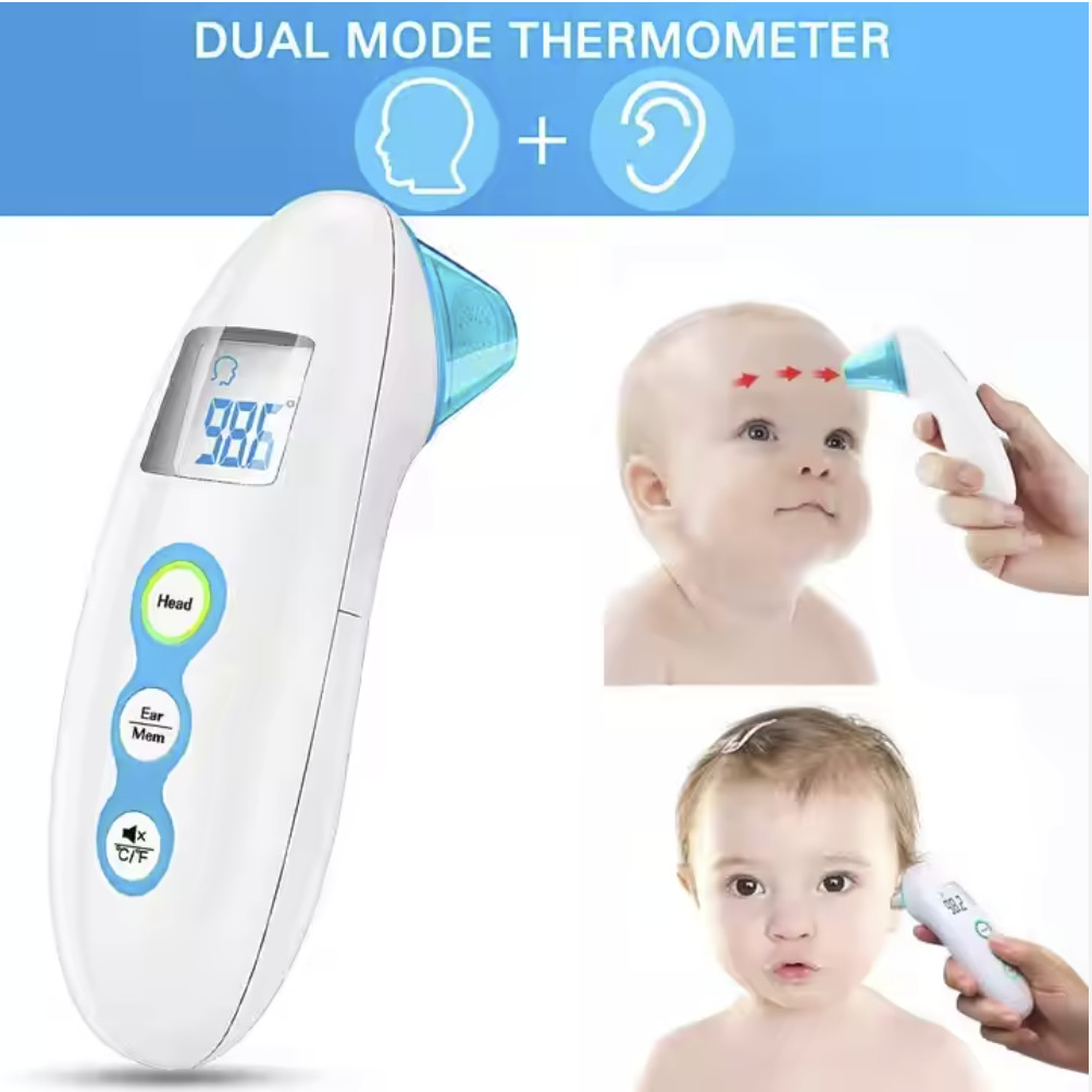 FDA Approved 3VDC IR Baby Forehead Thermometer With Three Color Backlight LCD Display