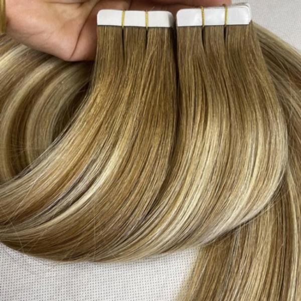 Tela natural Remy marrom em 99J Extensões de cabelo Invisíveis Injetadas