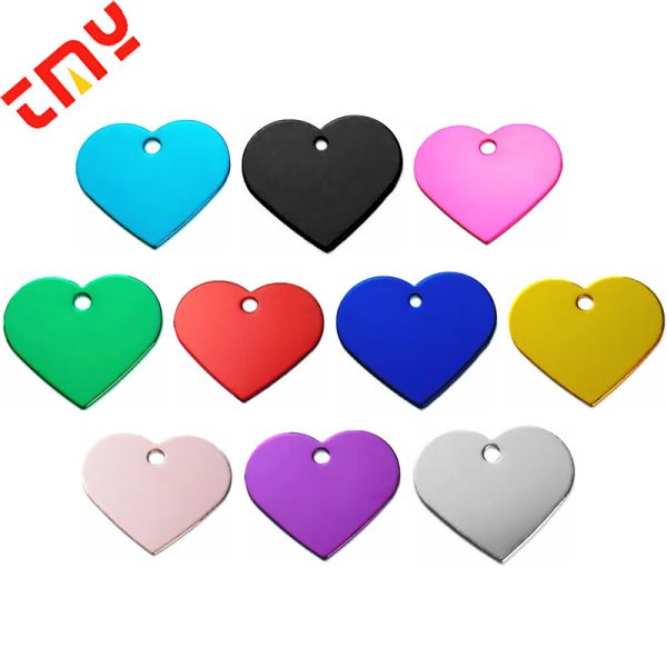 Aluminium Heart Shape Cat Dog Tags Custom Logo Design With Engraving Tag Id Metal Crafts For Pets