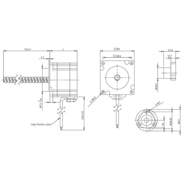 Мотор Nema 34 (86mm) гибридный stepper, двухполярный, 4 руководство, винт руководства АКМЕ, малошумный, длинная жизнь, formedical оборудование