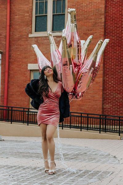 Foil Bottle Balloon Party Decorations , Rose Gold Engagement Party Decorations